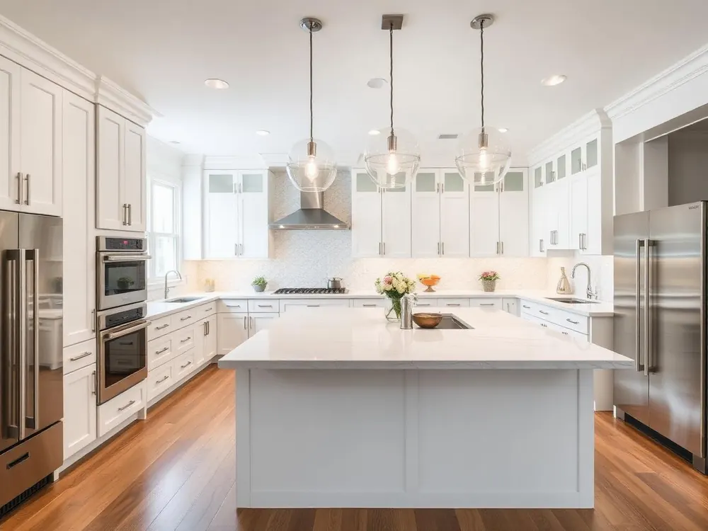 After: bright custom kitchen remodel with quartz countertops